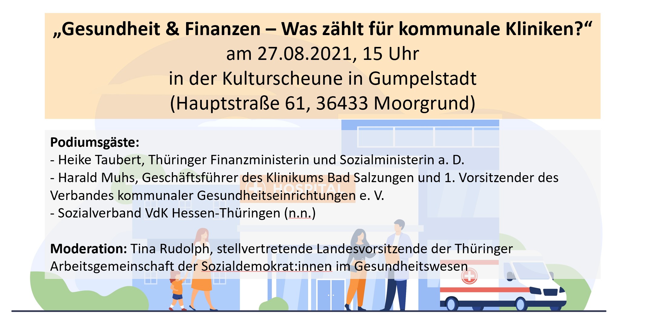 Einladung: Gesundheitspodium zur Zukunft der kommunalen Kliniken in Thüringen